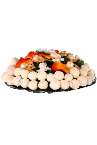 Orange & white embellished handcrafted beaded hair bun cover