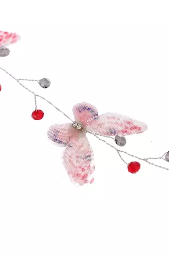 Women white & pink embellished butterfly hair tiara