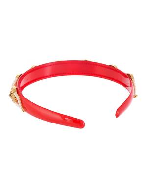 Gold plated & red color beaded hair band 4