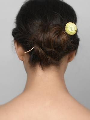 Women gold toned hair stick 2
