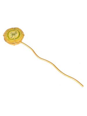 Women gold toned hair stick 3