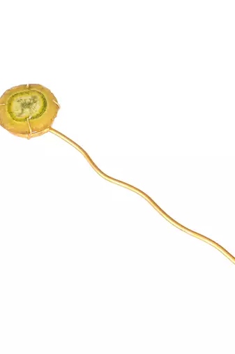 Women gold toned hair stick