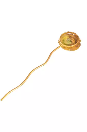 Women gold toned hair stick