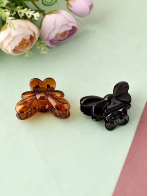 Set of 2 brown & black claw clips 1