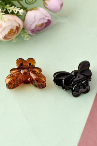 Set of 2 brown & black claw clips