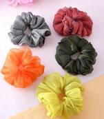 Set of 5 multi colored organza scrunchies ponytail holders