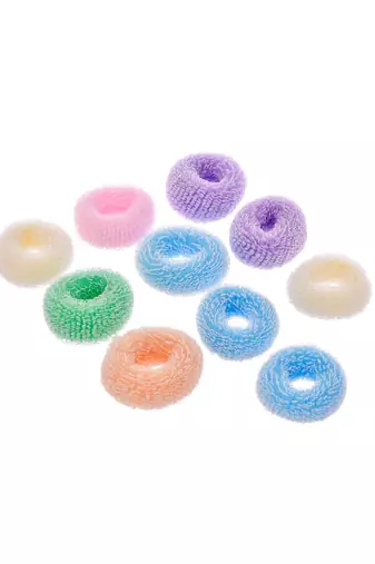 Set of 7 multi colored ponytail holders
