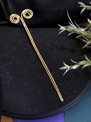 Gold plated metallic spiral hair stick 1