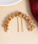 Gold plated ghungroo beads hair stick