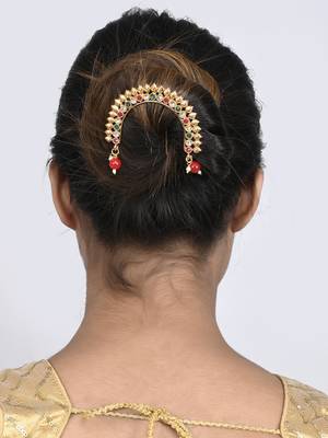 Gold plated multi ethnic wedding hair bun pin 1