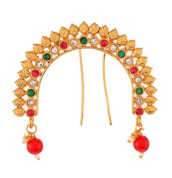 Gold plated multi ethnic wedding hair bun pin 2