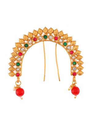 Gold plated multi ethnic wedding hair bun pin 3