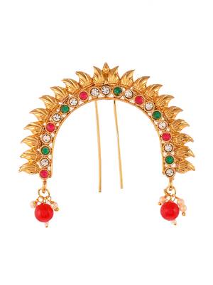 Gold plated multi ethnic wedding hair bun pin 2