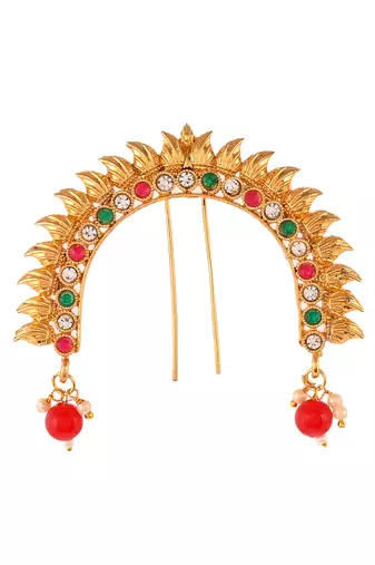 Gold plated multi ethnic wedding hair bun pin