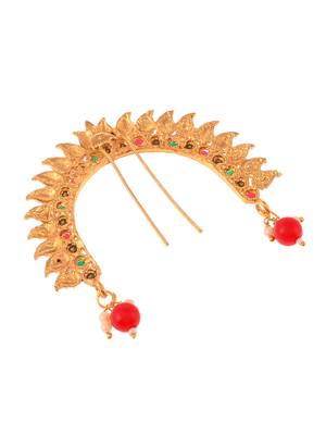 Gold plated multi ethnic wedding hair bun pin 3
