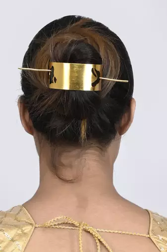 Gold plated metalic hair stick