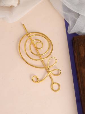 Gold plated metalic hair bun pin 1