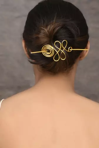 Women gold toned embellished hair accessory