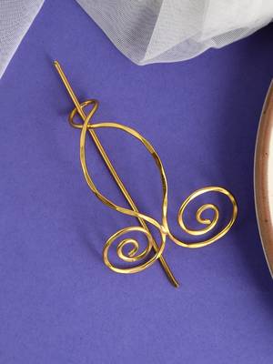Gold plated metalic hair bun pin 1