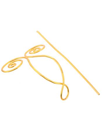 Gold plated metalic hair bun pin 3