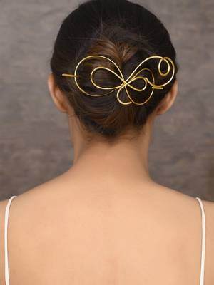 Women gold toned embellished hair accessory 2