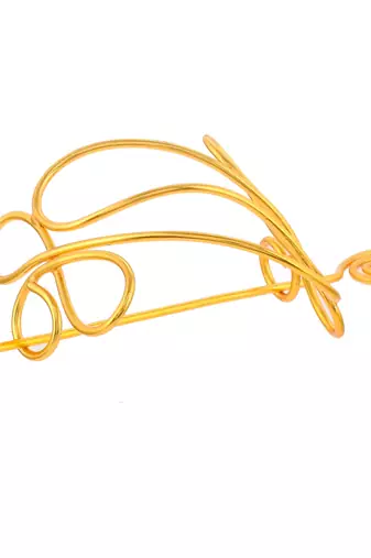 Gold plated metalic hair bun pin