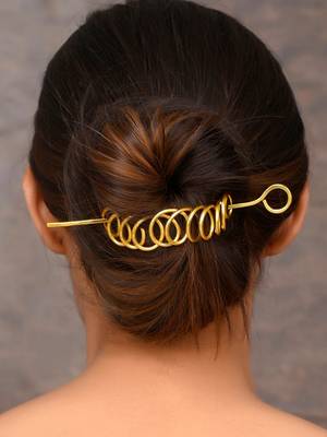Women gold toned embellished hair accessory 2