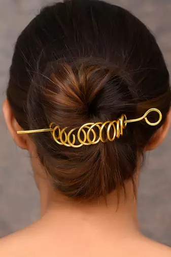 Women gold toned embellished hair accessory