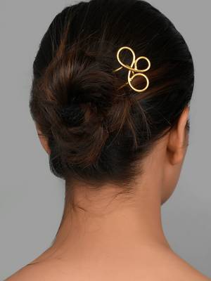 Women gold toned embellished hair accessory 2