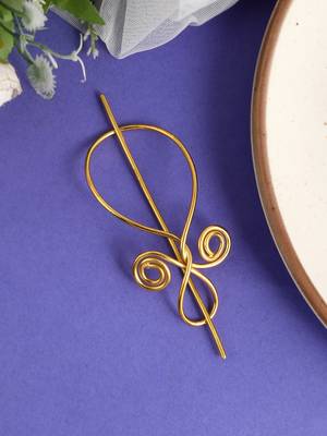 Gold plated metalic hair bun pin 1