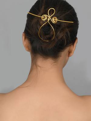 Gold plated metalic hair bun pin 2