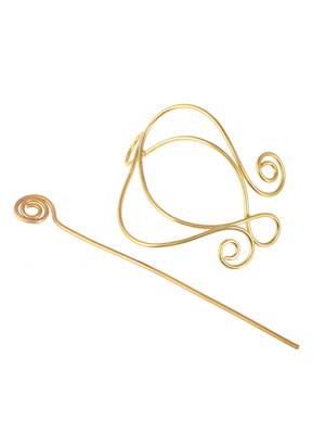 Gold plated metalic hair bun pin 4
