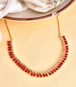 Gold plated red stone necklace set