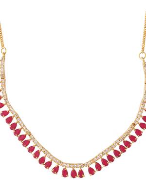 Gold plated red stone necklace set 2