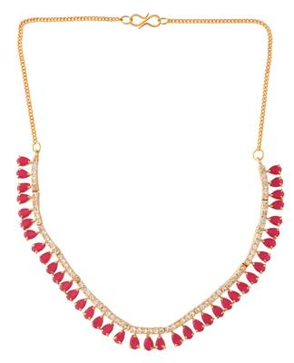 Gold plated red stone necklace set 3