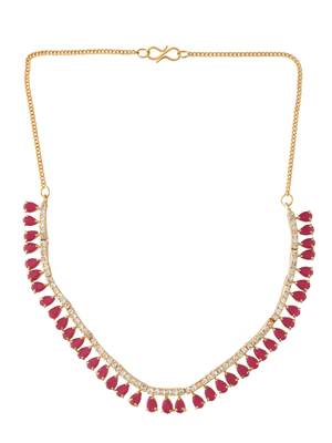 Gold plated red stone necklace set 4