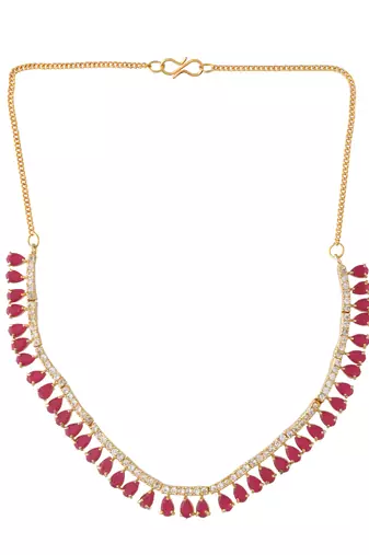 Gold plated red stone necklace set