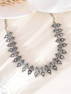 Silver plated oxidised necklace 1