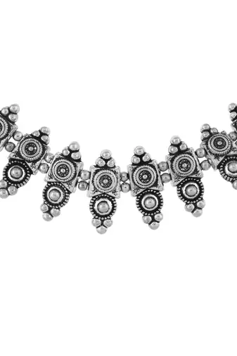 Silver plated oxidised necklace