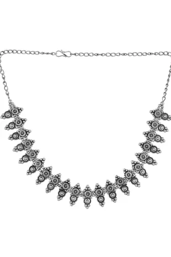 Silver plated oxidised necklace