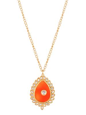 Gold plated red stone chain necklace 3
