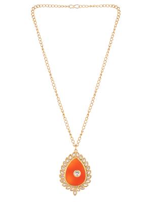 Gold plated red stone chain necklace 4