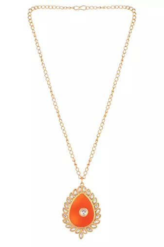 Gold plated red stone chain necklace
