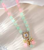 Gold plated pink & green necklace