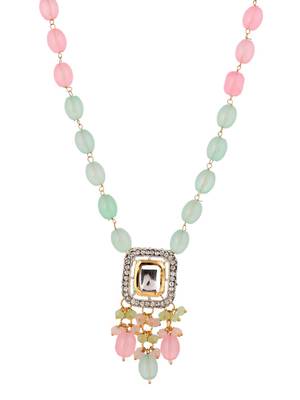 Gold plated pink & green necklace 3