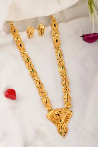Gold plated handcrafted meenakari jewellery set