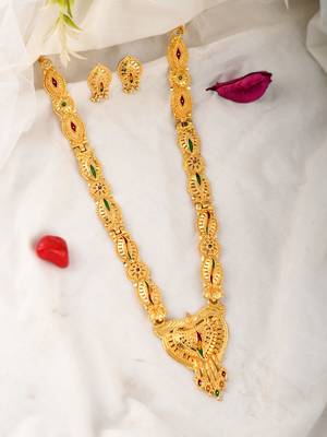 Gold plated handcrafted meenakari jewellery set 1