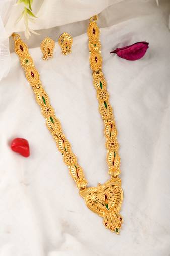 Gold plated handcrafted meenakari jewellery set