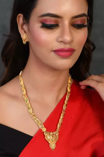 Gold plated handcrafted meenakari jewellery set