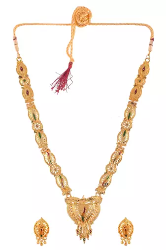 Gold plated handcrafted meenakari jewellery set